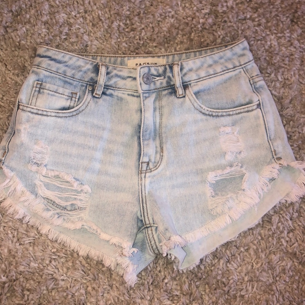 Pacsun Lightwash Distressed Shorts